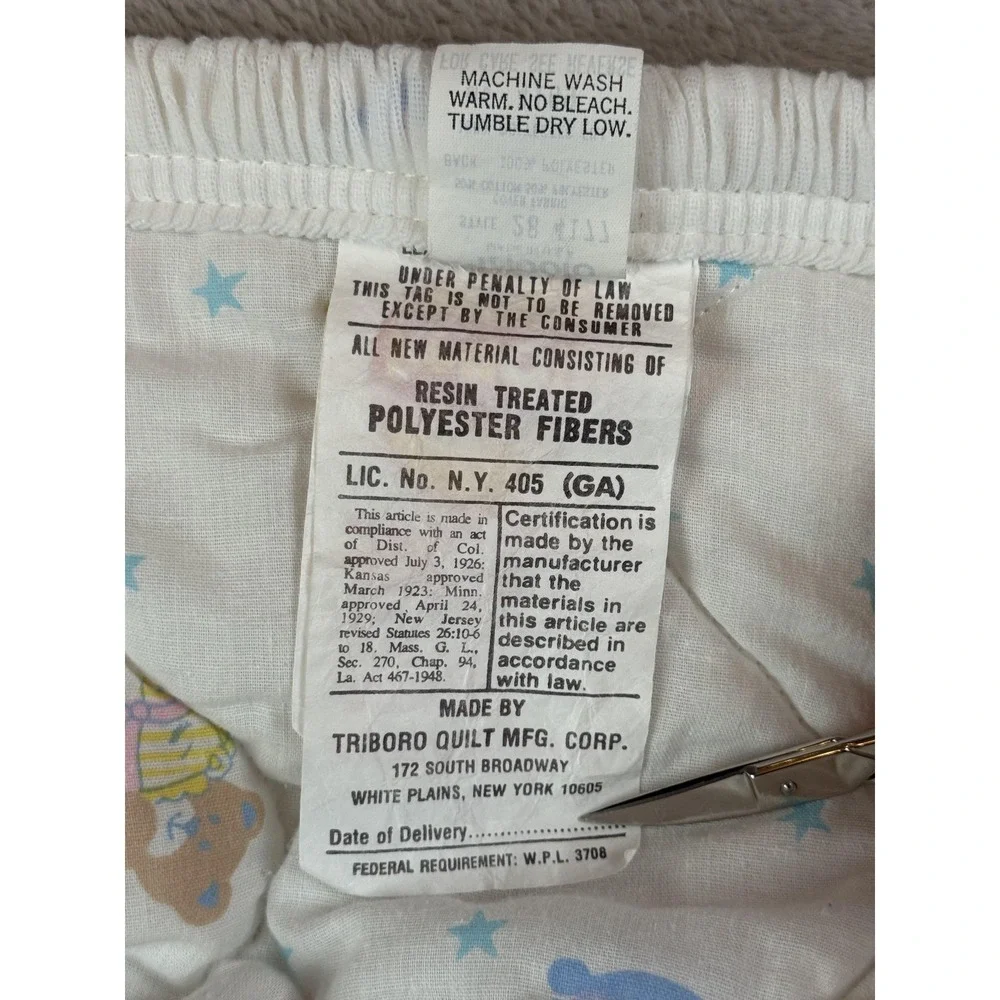 Vtg Triboro Baby Crib Quilt Teddy Bear Rocking Horse Boys And Girls White‎ USA